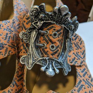 Fluevog Orange and Silver Wedge Heel Shoes Size 10